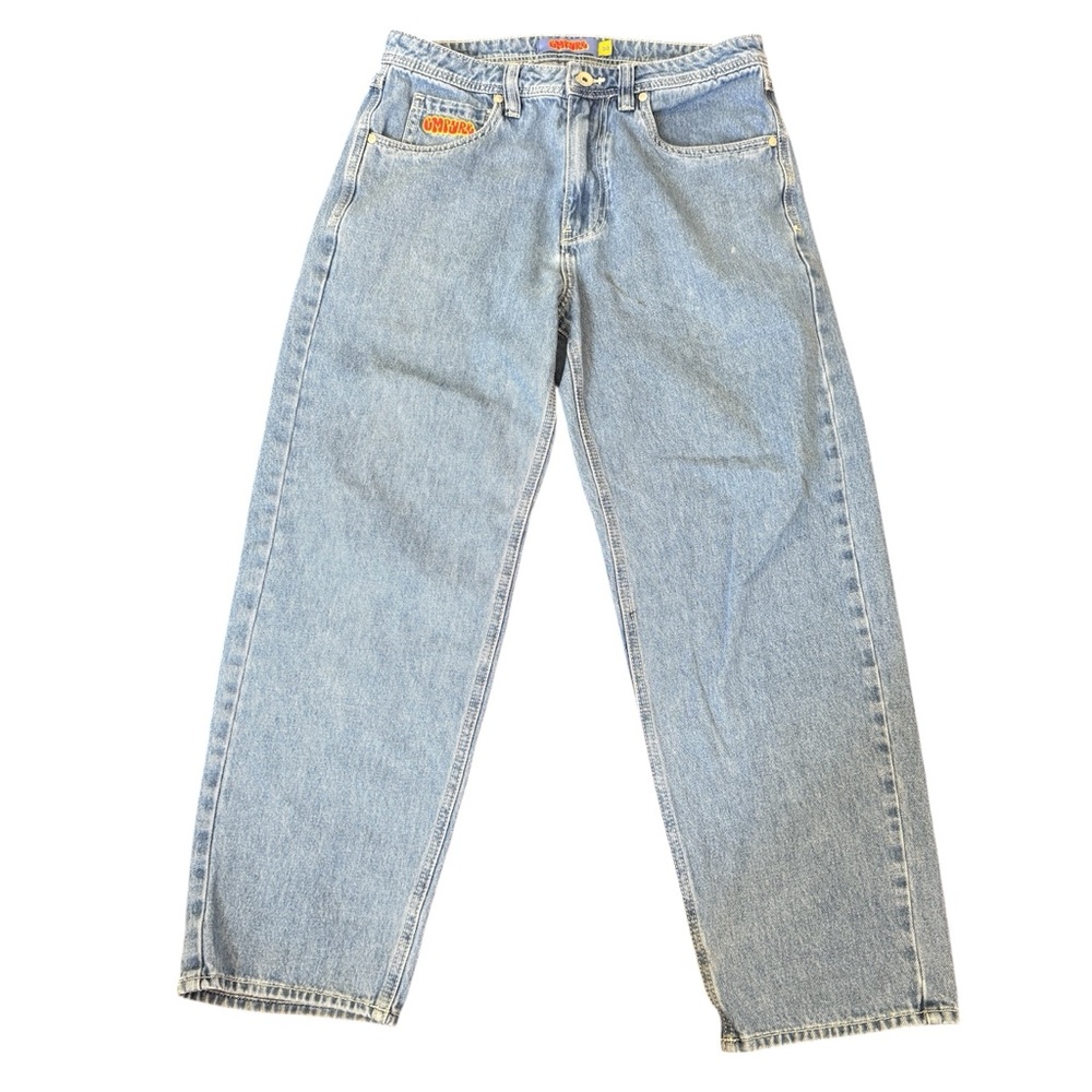 Empyre Men’s Jeans 30 Light Wash Embroidered Cat Trash Can Baggy Streetwear Y2K